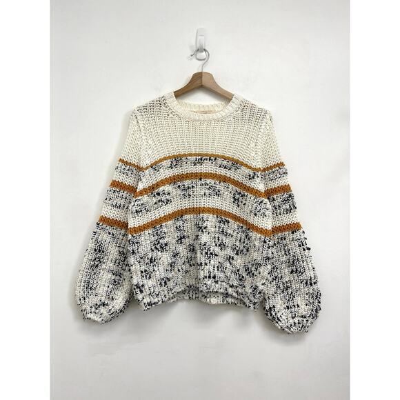Sezane Clement Jumper Sweater Chunky Textured Knit Balloon Sleeves Stripe - Med - Picture 12 of 12